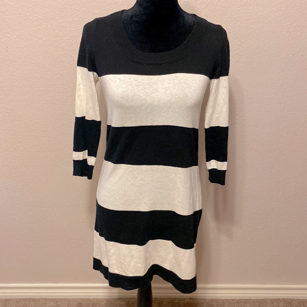 GAP Black and White Stripe Sweater Dress